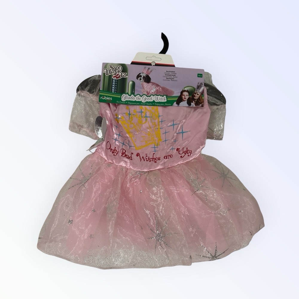Rubie's Wizard of Oz Glinda the Good Witch Dog Costume MEDIUM Pink/Silver